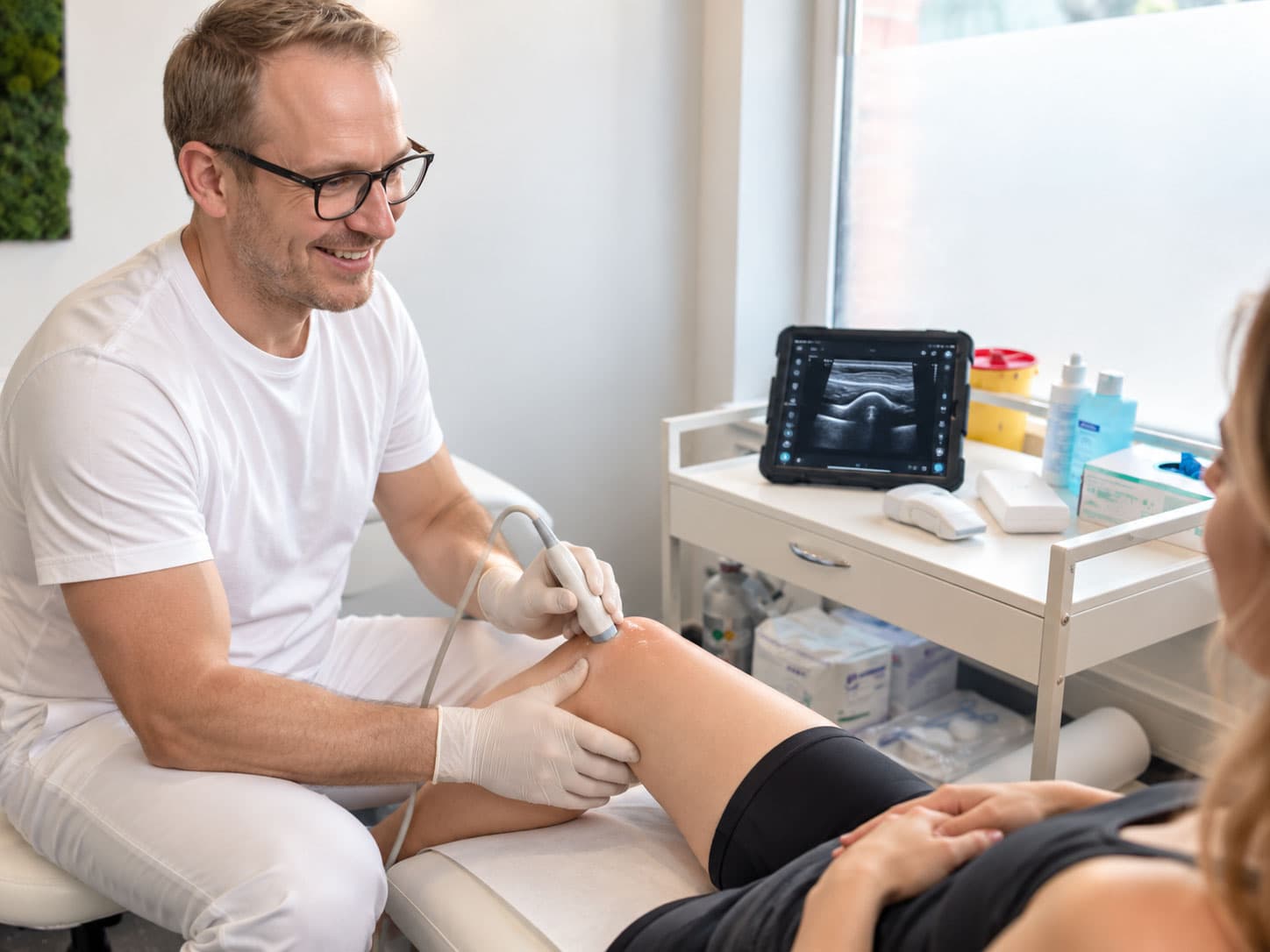 Dr. Pehböck bei einer Behandlung in der Ordination